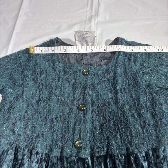 VTG Lil Byer California Girl Green Christmas Velvet/Lace Dress Size 3T Made USA - Picture 10 of 10